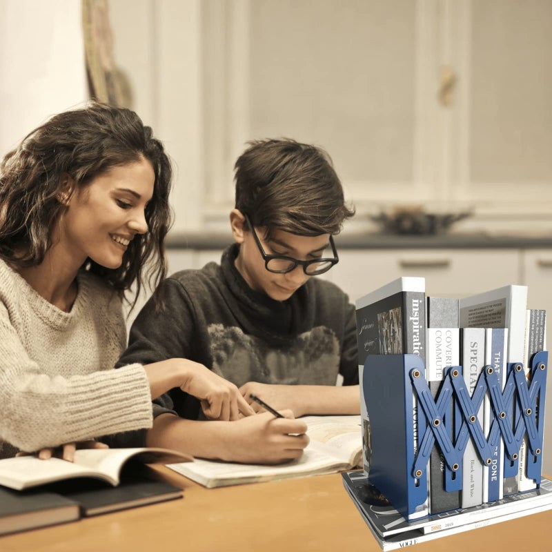Aobopar Metal Bookends - Heavy Duty Book Holders for Shelves, Suitable for Office, Home and School Use (Dark Blue) - Image 5
